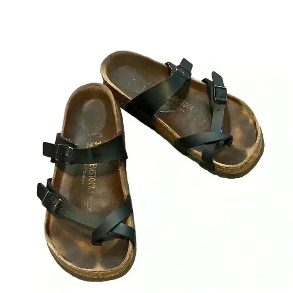 BIRKENSTOCK Leather Sandals, Black, Size 37 / 6, Used - Picture 1 of 6